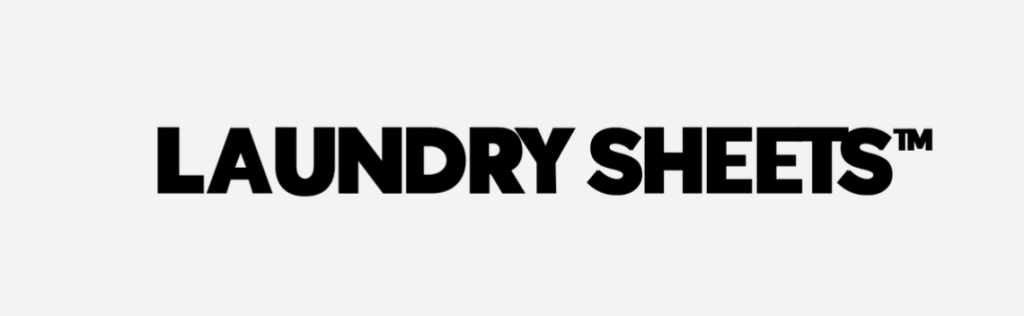 Laundry Sheets logo i sort og hvid